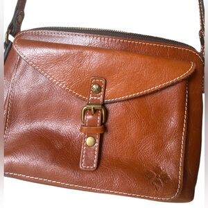 Patricia Nash leather cognac color with faux suede interior lining boho